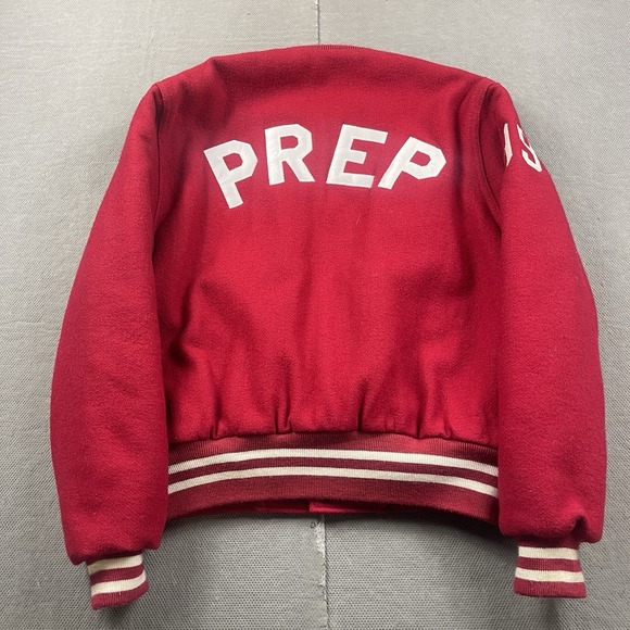 Vintage Holloway Varsity Jacket Mens Medium Red Wool Bomber Prep Lined USA - Picture 6 of 13